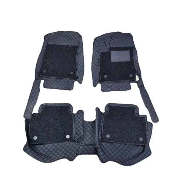 Hyundai Elantra 9D Floor Mats 3 Pcs 2021-2024 - Mix Thread Black With Black Grass