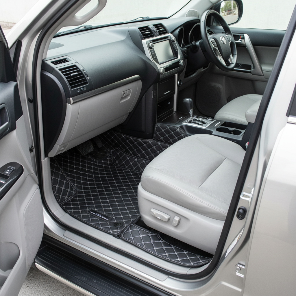 Toyota Prado 7D Floor Mats - Black - 4 Pcs Set - Model 2009-2021