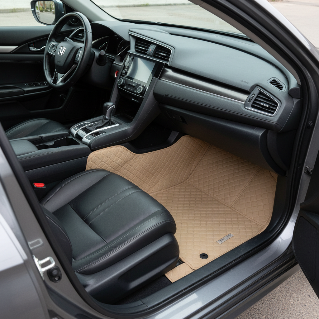 Honda Civic 7D Floor Mats - Beige - 3 Pcs Set - Model 2016-2025