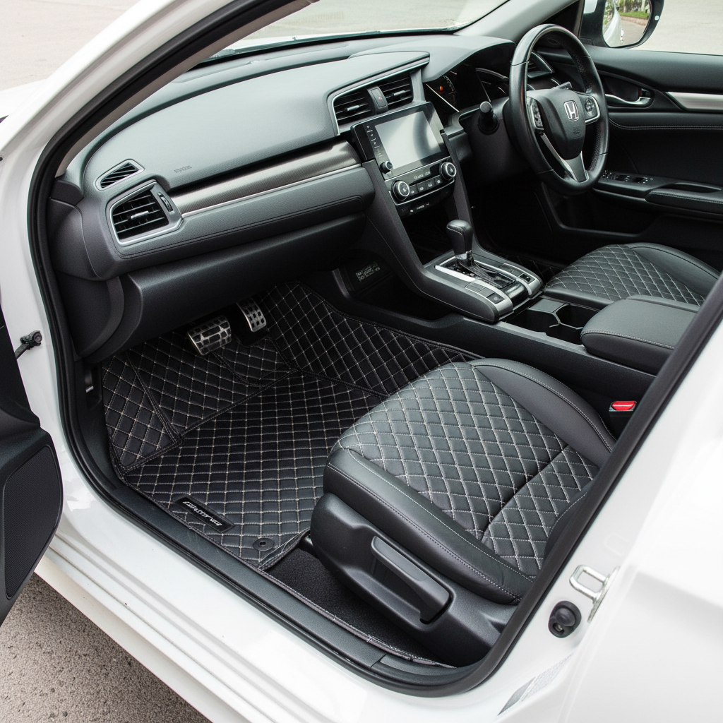 Honda Civic 7D Floor Mats - Black - 3 Pcs Set - Model 2016-2025