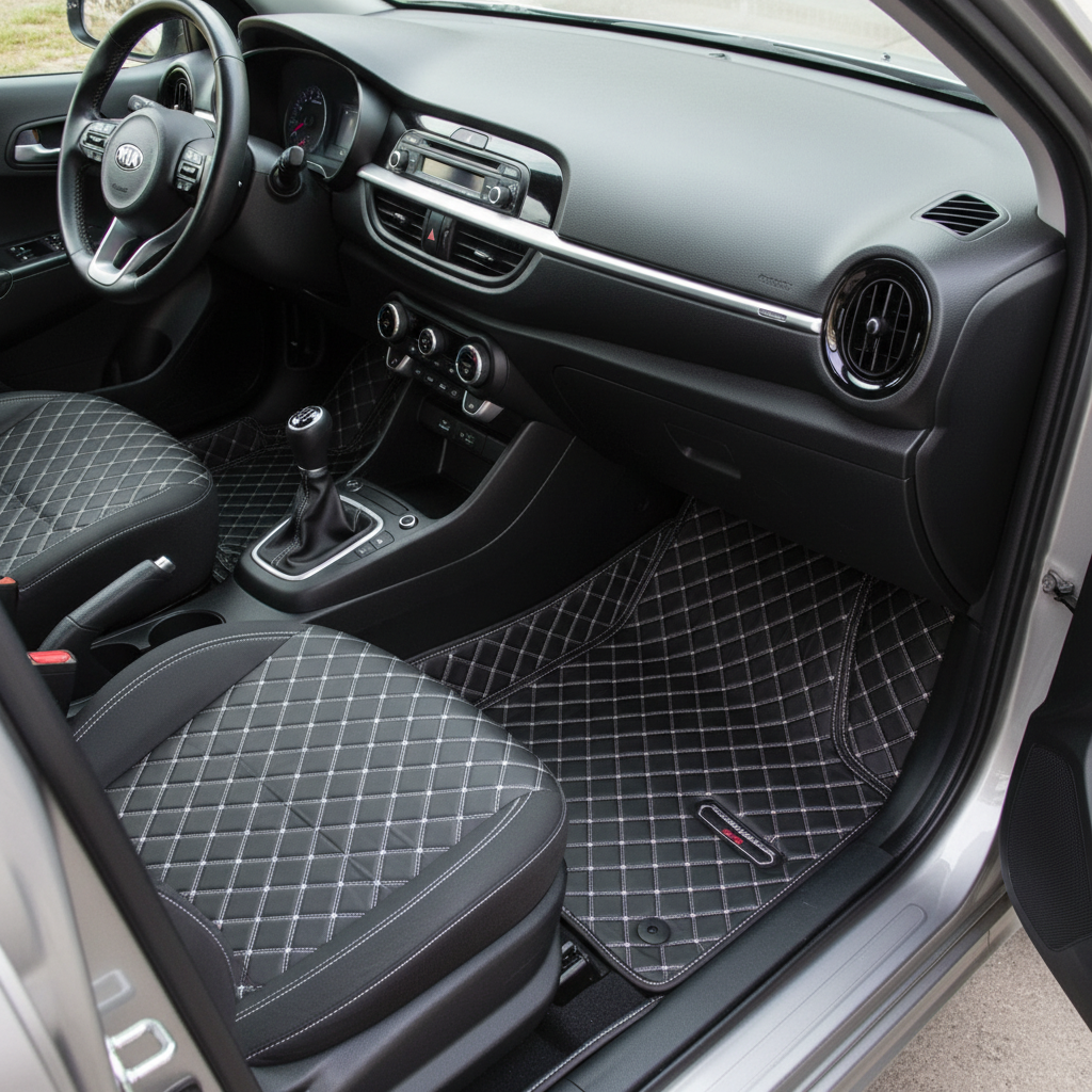 KIA Picanto 7D Custom Floor Mats - Black - 3 Pcs Set - Model 2019-2025