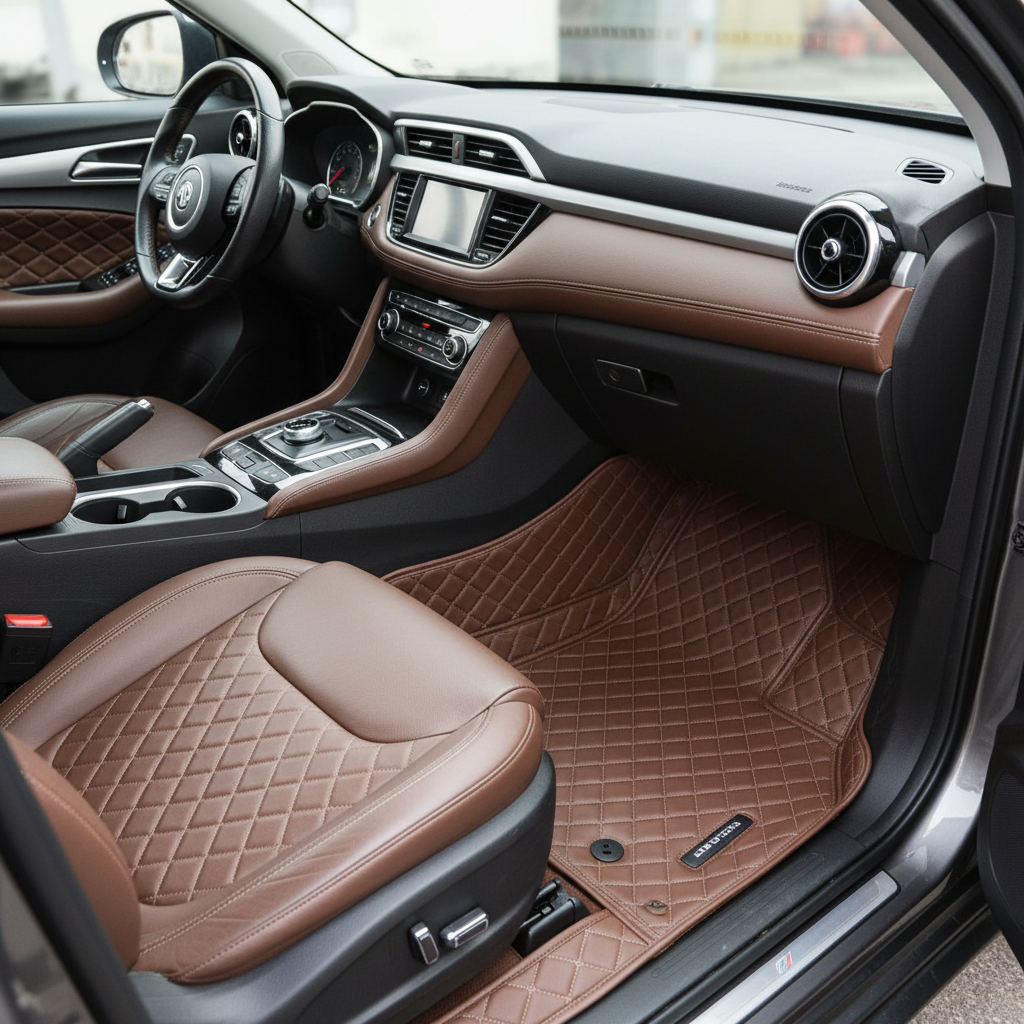 MG HS 7D Floor Mats -Brown - 3 Pcs Set - Model 2020-2025