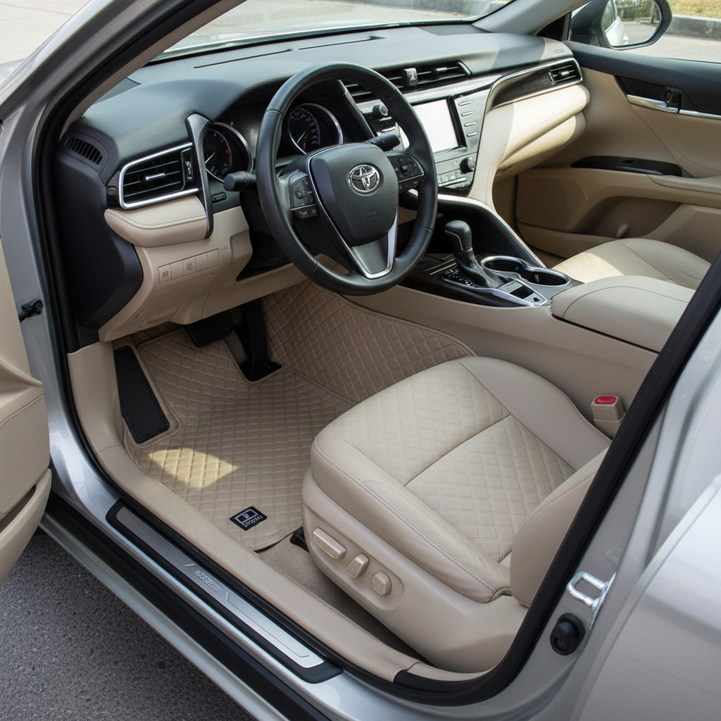 Toyota Camry 7D Floor Mats - Beige - 3 Pcs Set - Model 2011-2018