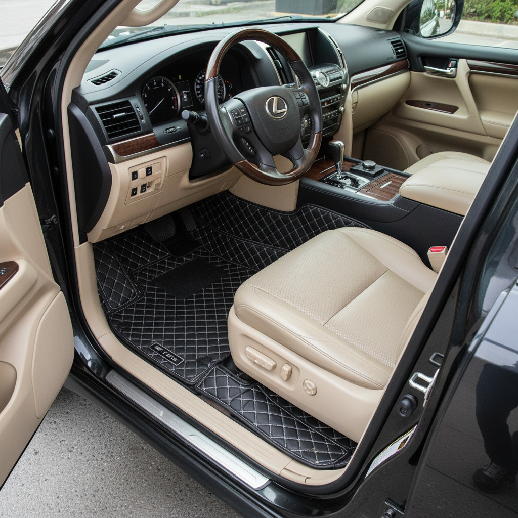 Lexus LX570 7D Floor Mats - Black - 3 Pcs Set - Model 2015-2018 - Best Quality Car Floor Mats in Pakistan
