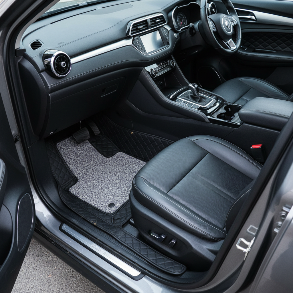 MG HS 9D Floor Mats Mix Thread Grass 3 Pcs 2020-2022 - Black With Grey