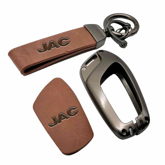 JAC Metal Key Shell with Brown Luxury Logo Key Chain - Model 2025-2026