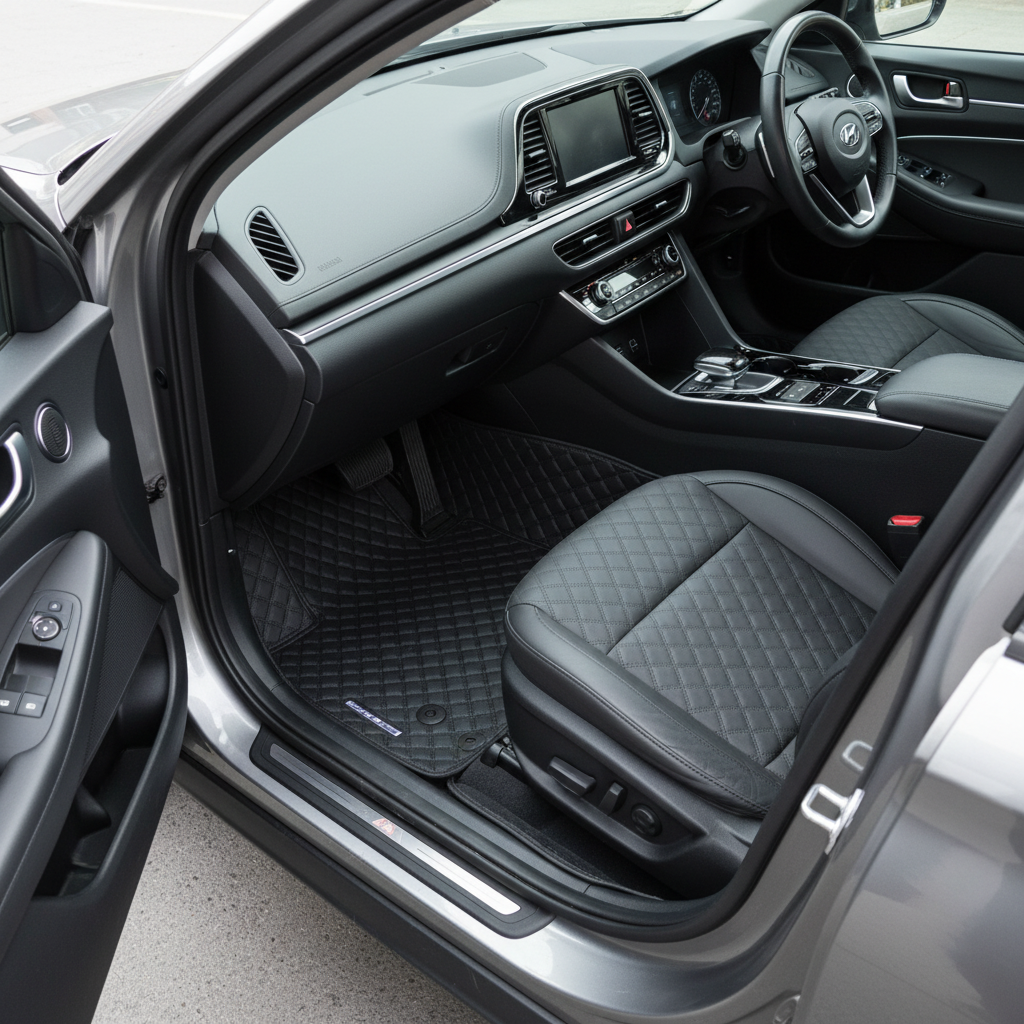 Hyundai Sonata 7D Floor Mats Black - 2020-2025 - 3 Pcs Set