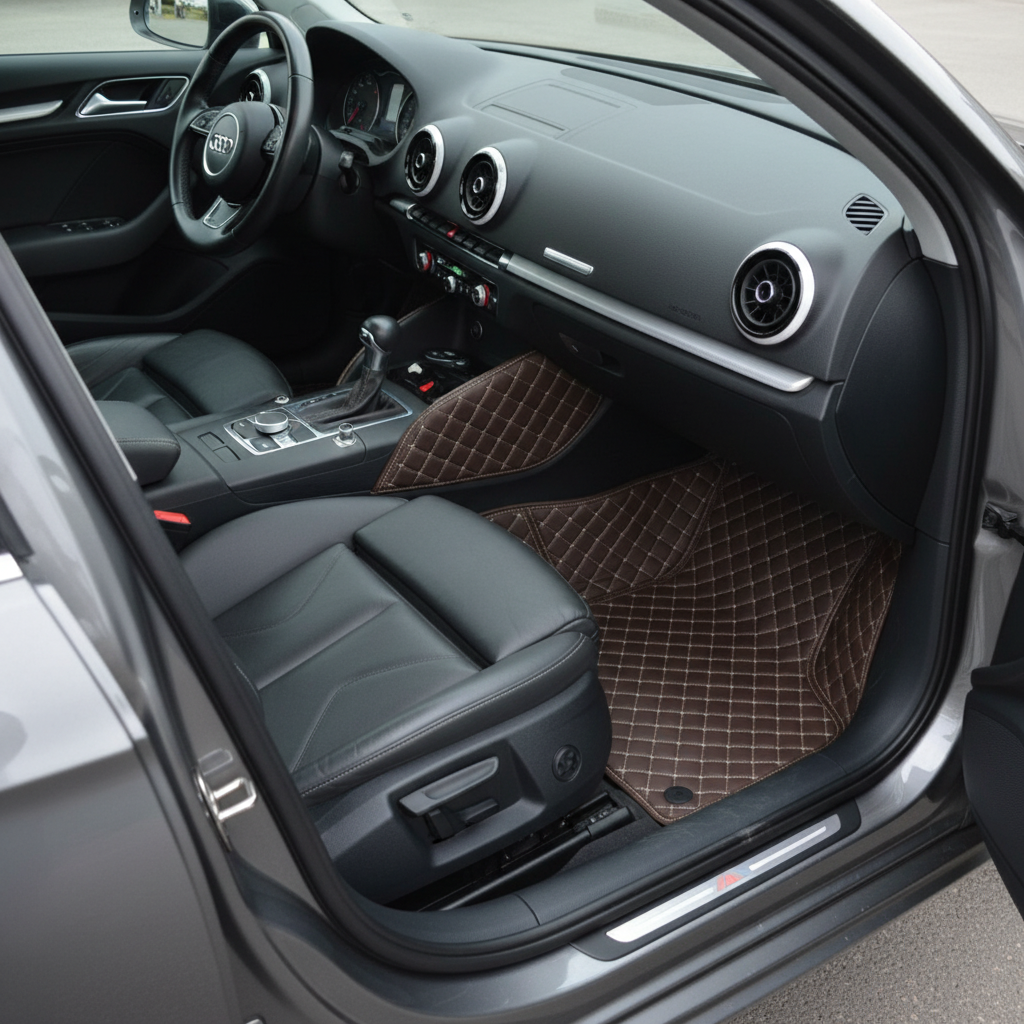 Audi A3 7D Luxury Floor Mats - Coffee - 3 Pcs Set - Model 2012-2018
