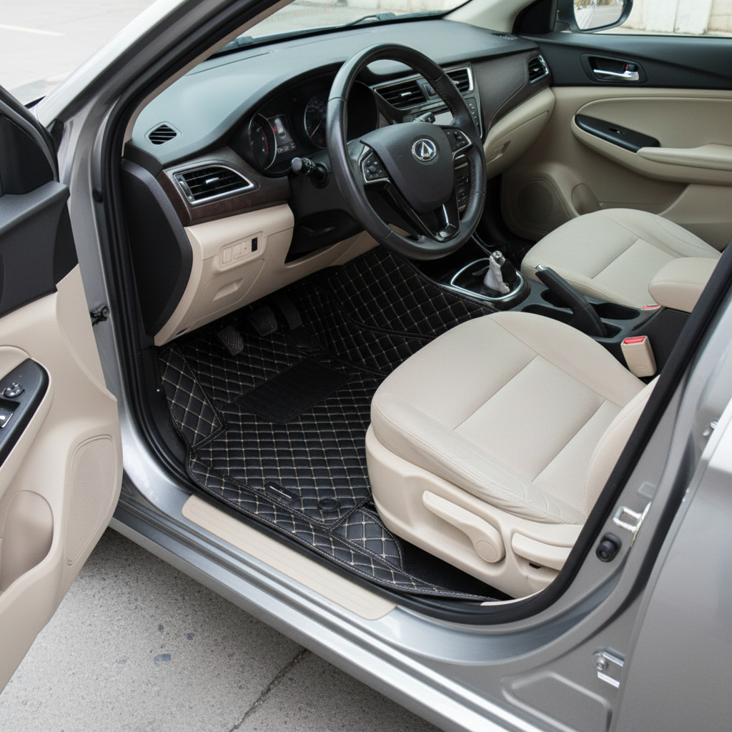 Changan Alsvin 7D Floor Mats - Black - 3 Pcs Set - Model 2021-2025