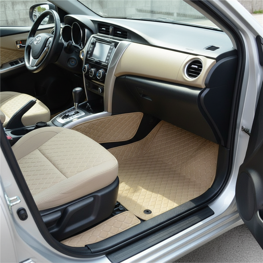 Toyota Hilux Vigo 7D Floor Mats - Beige - 3 Pcs Set - Model 2005-2016