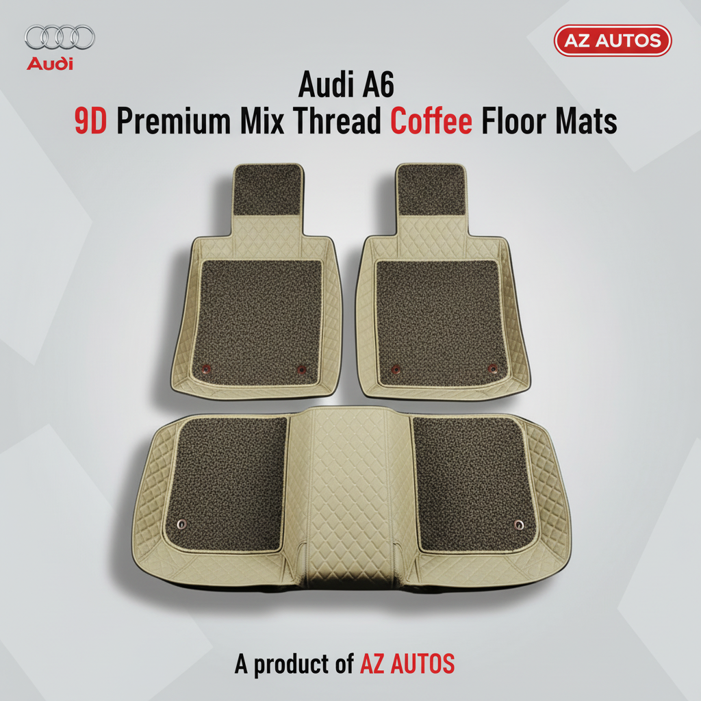 Audi A6 9D Luxury Floor Mats Mix Thread Coffee 3 Pcs - Model 2011-2018 2011 - 2021