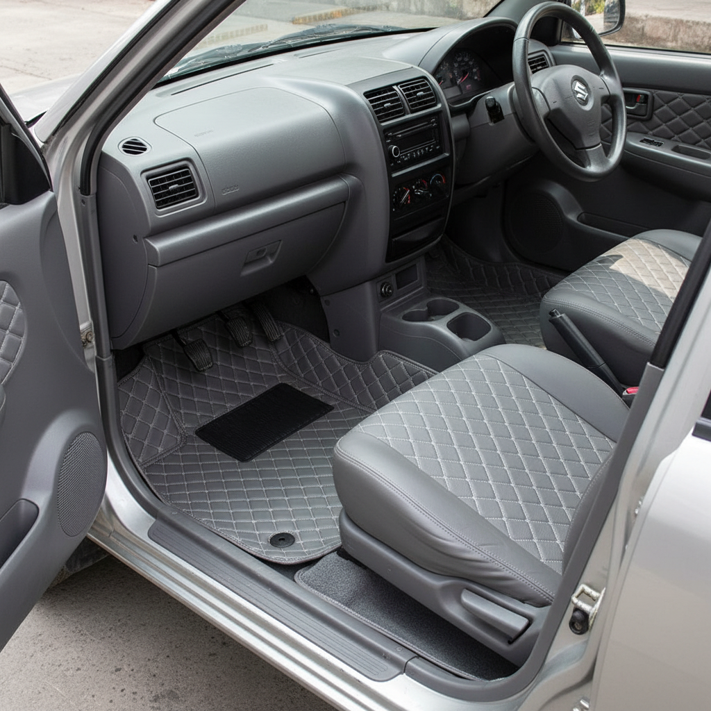 Suzuki Mehran 7D Custom Floor Mats - Grey - 3 Pcs 2012-2017