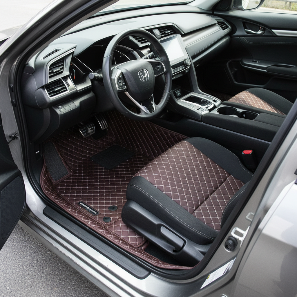 Honda Civic 7D Luxury Floor Mats - 3 Pcs Set - Model 2016-2022