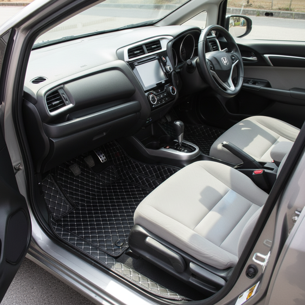 Honda Fit 7D Floor Mats - Black - 3 Pcs Set - Model 2013-2018