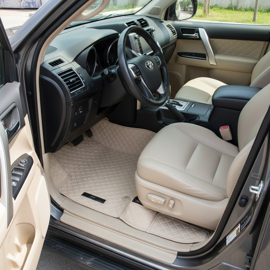 Toyota Prado 7D Floor Mats - Beige - 3 Pcs - Model 2009-2022