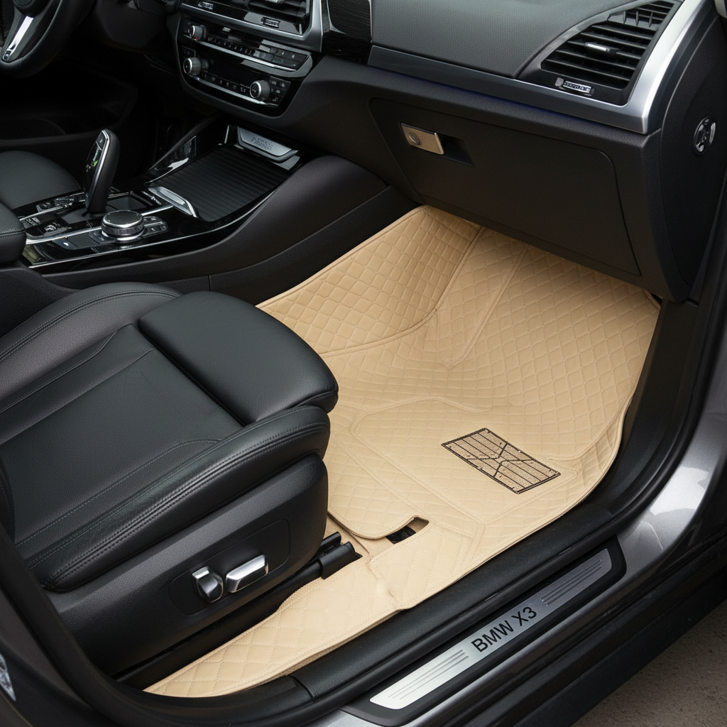 BMW X3 7D Floor Mats - Beige - 3 Pcs Set - Model 2012-2018