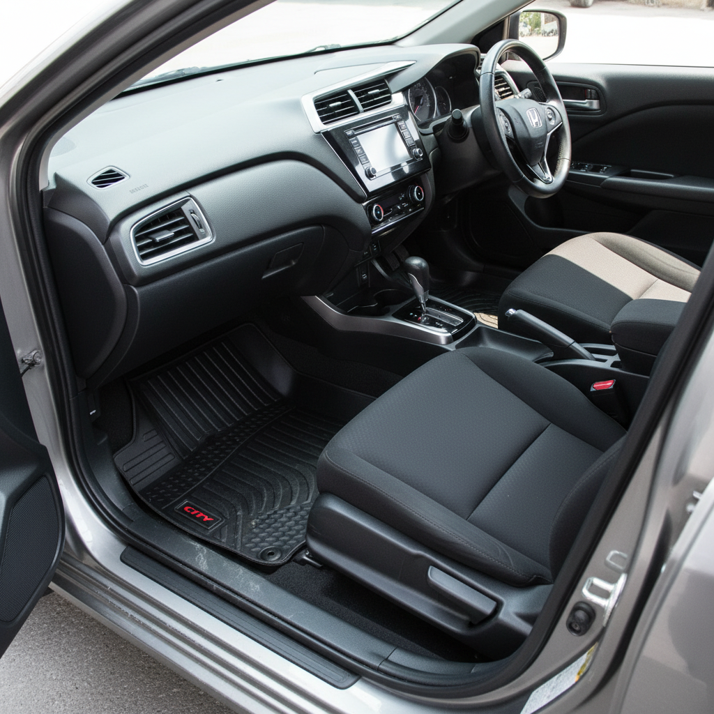 Honda City TPR 5D Custom Floor Mat Black 3 Pcs - Model 2017-2020