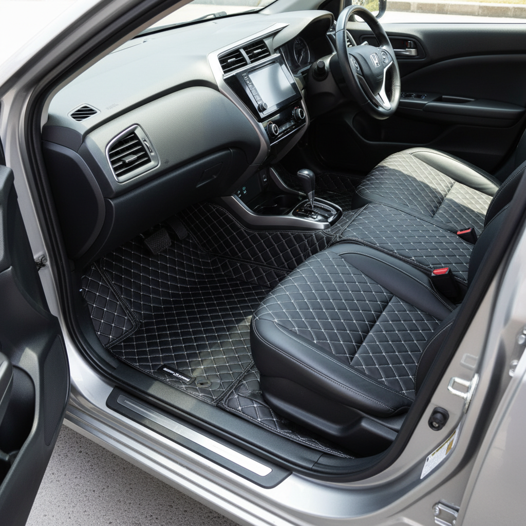 Honda City 7D Floor Mats - Black - 3 Pcs Set - Model 2008-2025
