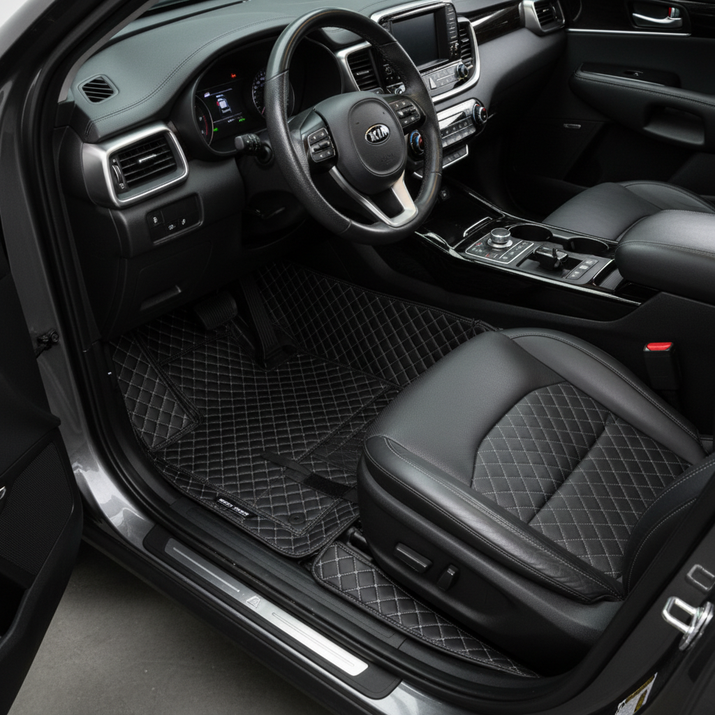 KIA Sorento 7D Floor Mats - Black - 3 Pcs Set - Model 2021-2024