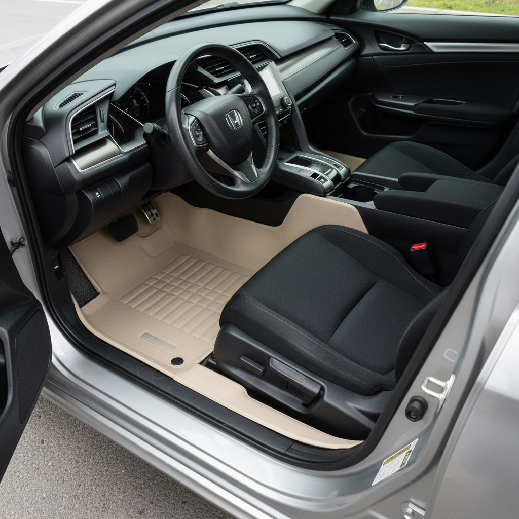 Honda Civic 5D Custom Floor Mat Beige 3 Pcs - Model 2016-2024 - Car Interior Mats
