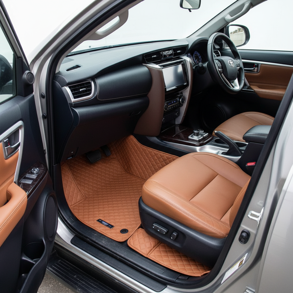 Toyota Fortuner 7D Floor Mats - Brown - 4 Pcs Set - Model 2016-2025