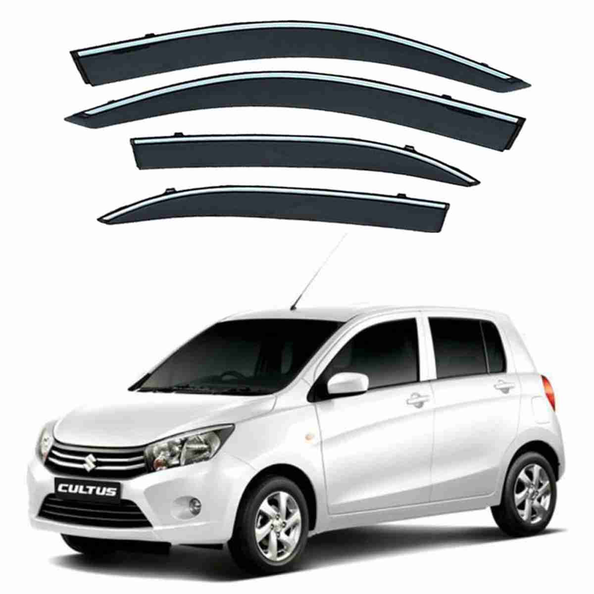 Suzuki Cultus 2017 to 2020 – Black Tinted Chrome Trim Air Press – Door Window Visor – Vent Shade – Sun Guard