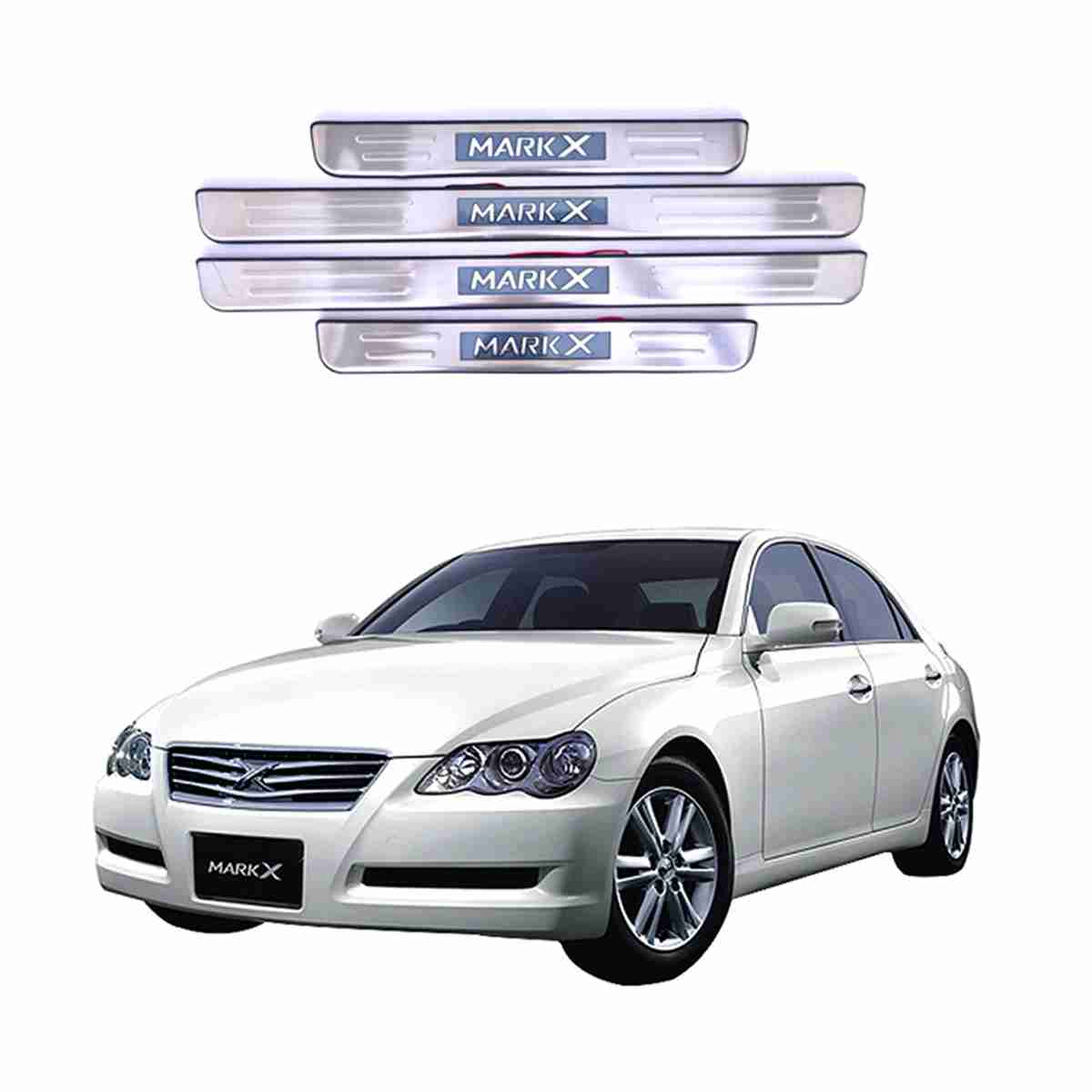 LED Door Sill Protector Plates – Door Sill Scuff Plate Cover Trim – 4 Pcs for Toyota Mark X 2007 to 2012