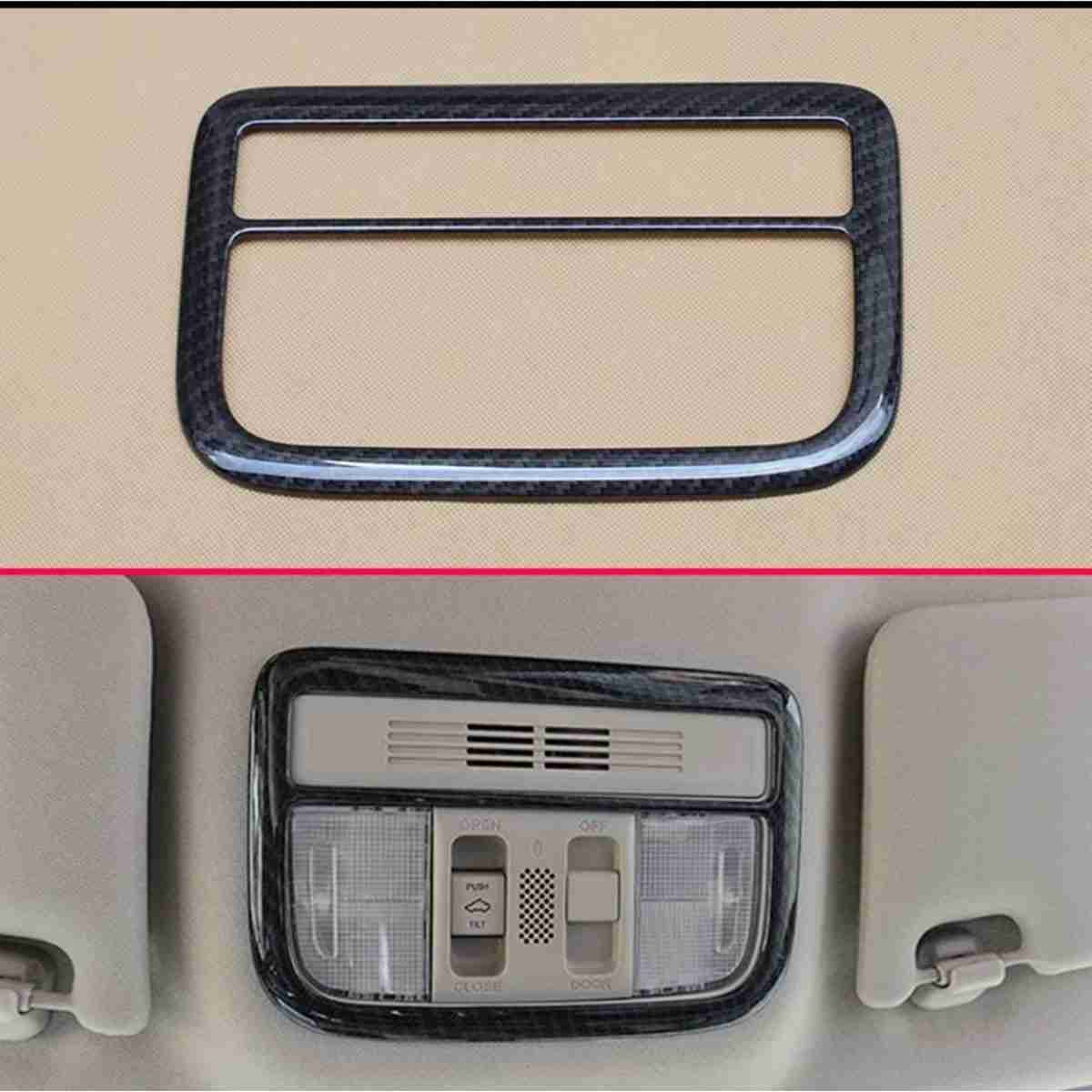 Carbon Fiber Front / Back Interior Reading Lamps Cover Trim For Honda Civic 2016 to 2020