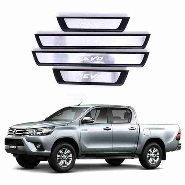LED Door Sill Protector Plates – Door Sill Scuff Plate Cover Trim Style B – 4 Pcs for Toyota Hilux Revo 2016 to 2020