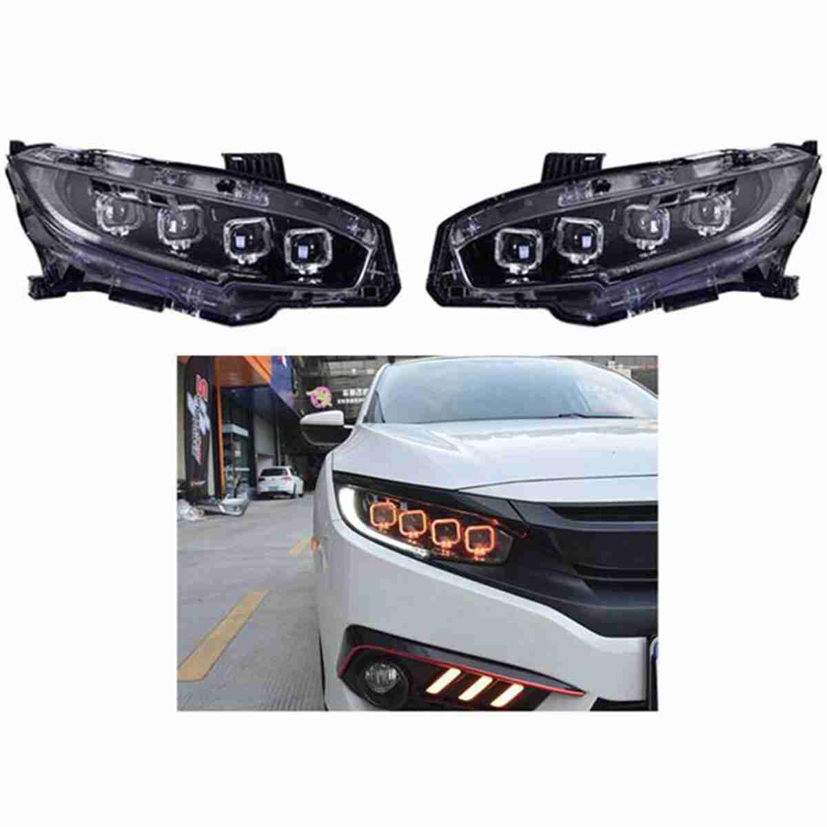 Headlights Bugatti Style for Honda Civic 2016 to 2019