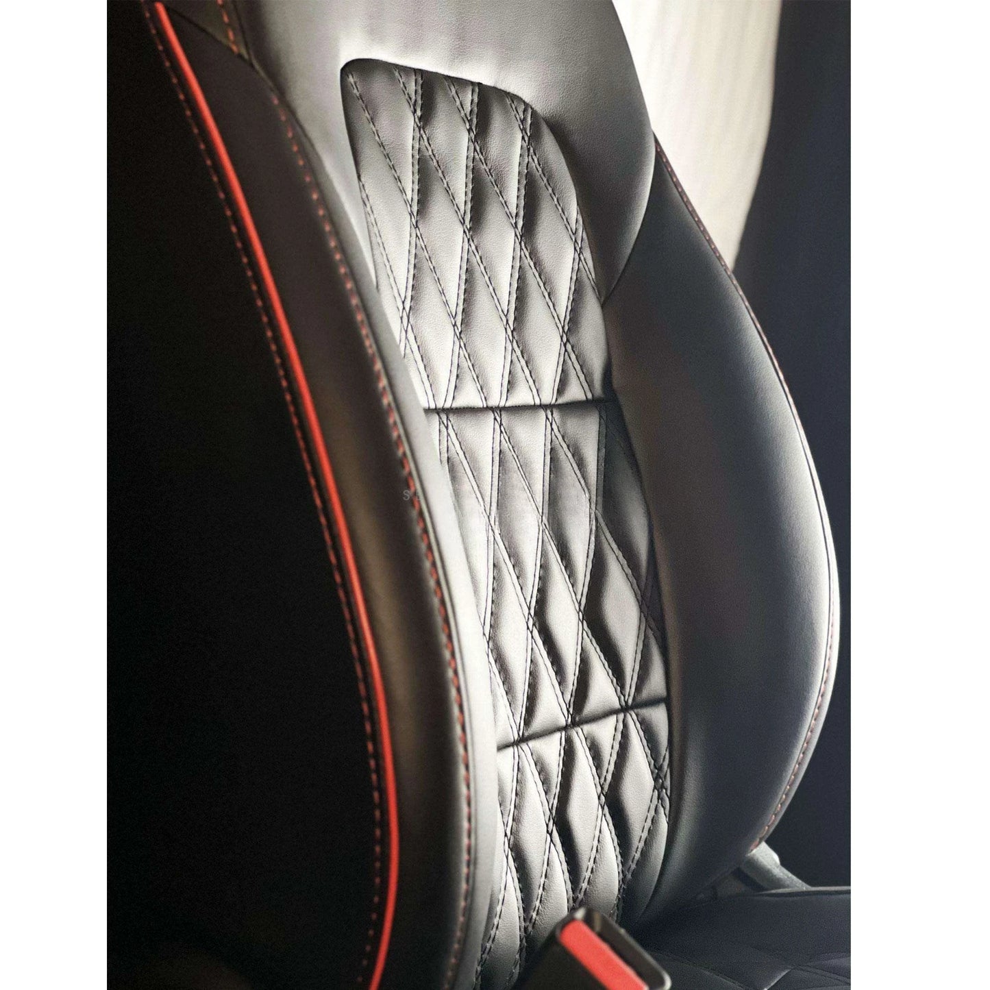 Suzuki Alto Diamond Cut Black Red Seat Covers - Model 2019-2021