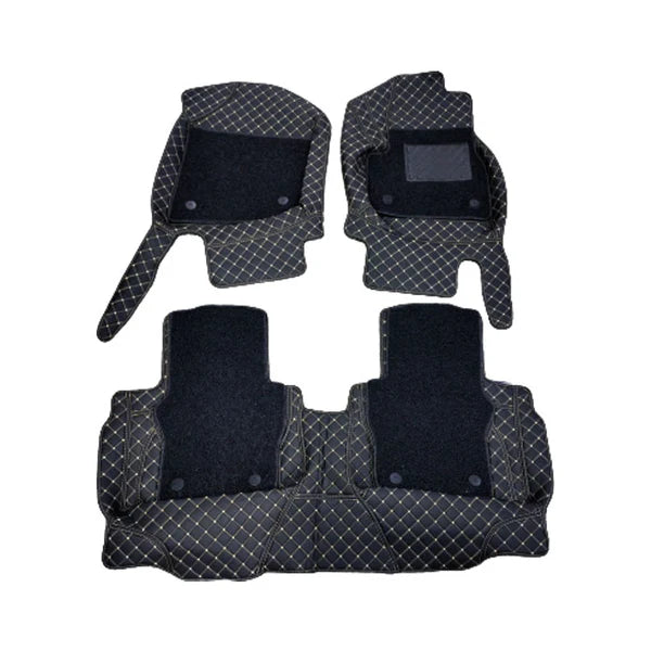 Honda City 9D Floor Mat 3pcs  2021 - 2025 - Mix Thread Black With Black Grass