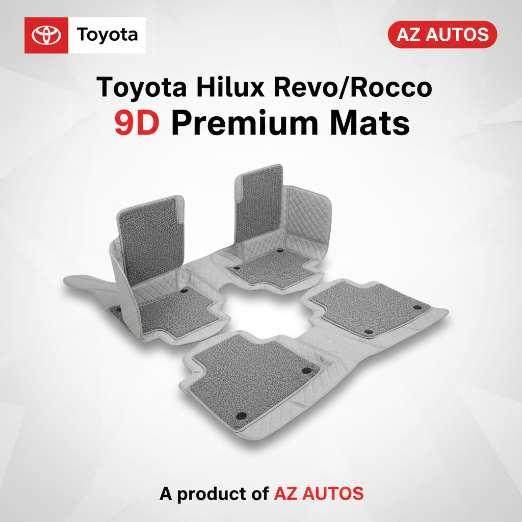 Toyota Hilux Revo/Rocco 9D Floor Mats Mix Thread 3 Pcs - Grey With Grey Grass