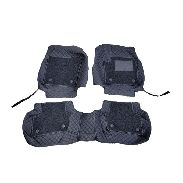 Toyota CHR 9D Floor Mats Mix Thread 3 Pcs 2017-2021 - Black With Black Grass