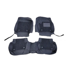 Toyota CHR 9D Floor Mats Mix Thread 3 Pcs 2017-2021 - Black With Black Grass