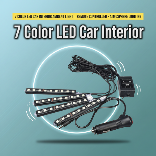 7 Color LED Car Interior Ambient Light | Remote Controlled - Atmosphere Lighting