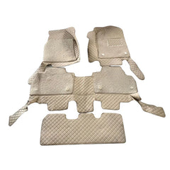 Toyota Land Cruiser 9D Floor Mats Mix Thread Grass 4 PC 2008-2021 - Beige With Beige