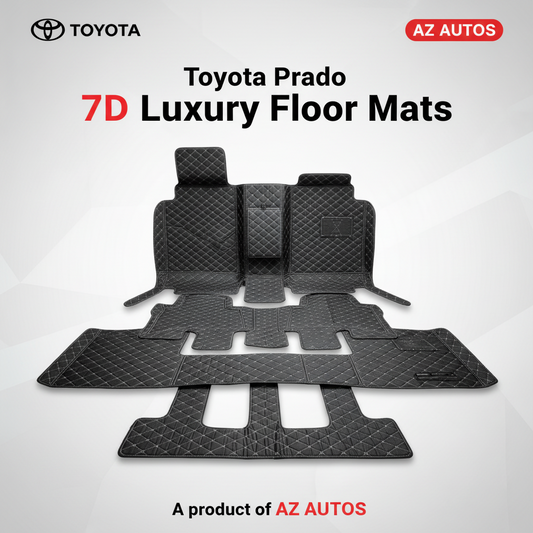 Toyota Prado 7D Floor Mats - Black - 4 Pcs Set - Model 2009-2021