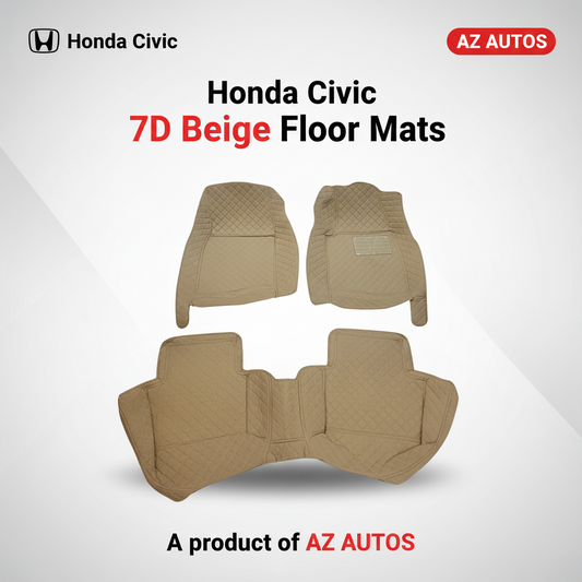 Honda Civic 7D Floor Mats - Beige - 3 Pcs Set - Model 2016-2025