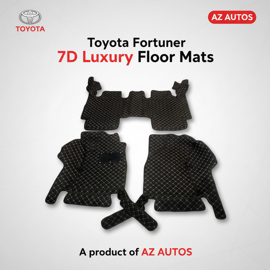 Toyota Fortuner 7D Floor Mats - Black - 3 Pcs Set - Model 2016-2025