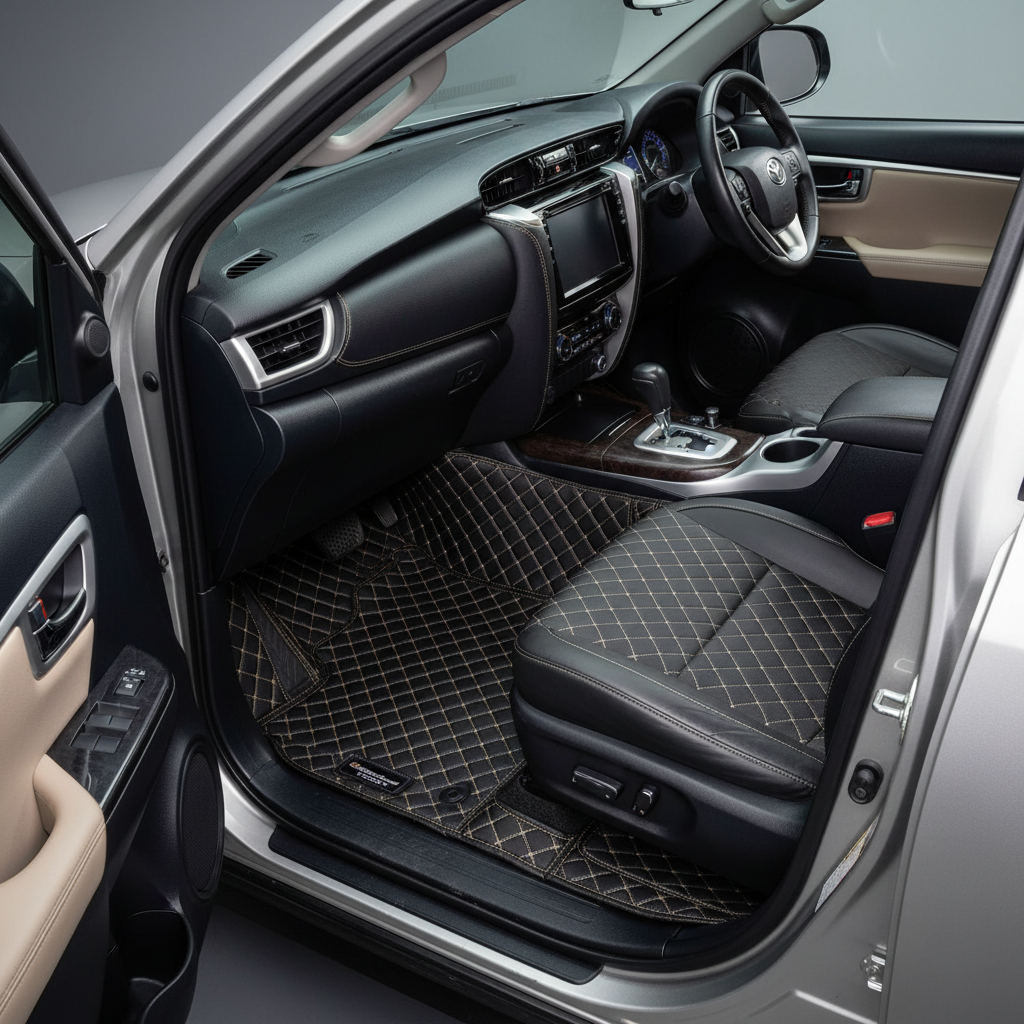Toyota Fortuner 7D Floor Mats - Black - 3 Pcs Set - Model 2016-2025