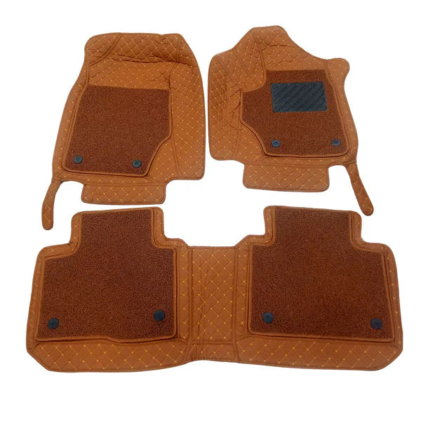 Proton X70 9D Floor Mats Mix Thread Grass 3 Pcs - Model 2021-2024 - Brown With Brown
