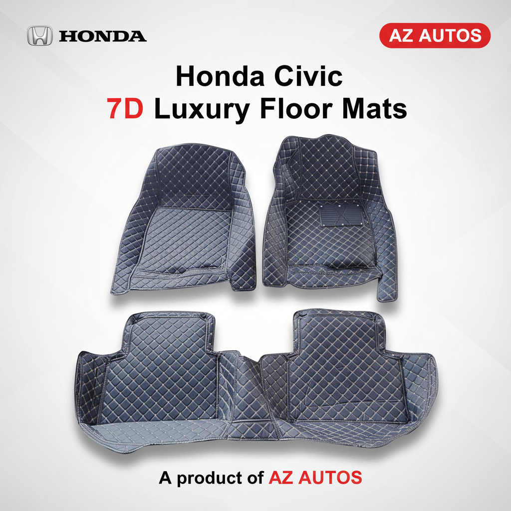 Honda Civic 7D Floor Mats - Black - 3 Pcs Set - Model 2016-2025