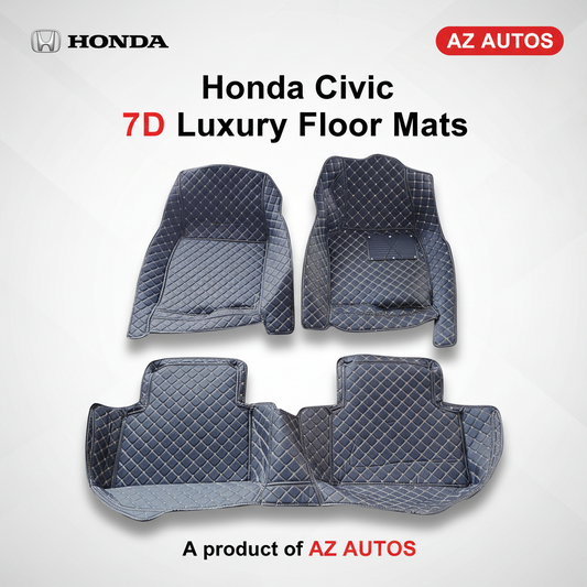 Honda Civic 7D Floor Mats - Black - 3 Pcs Set - Model 2016-2025