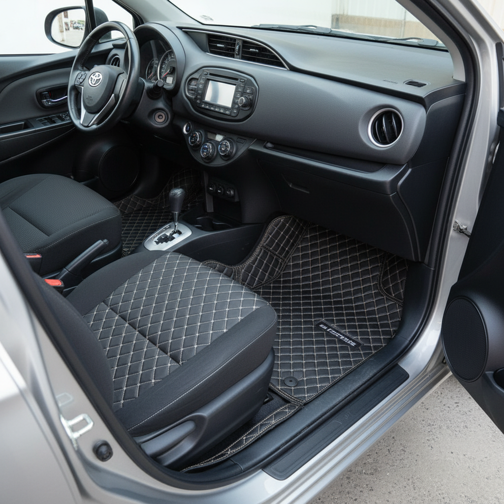 Toyota Yaris 7D Custom Floor Mats - Black - 3 Pcs 2020-2024