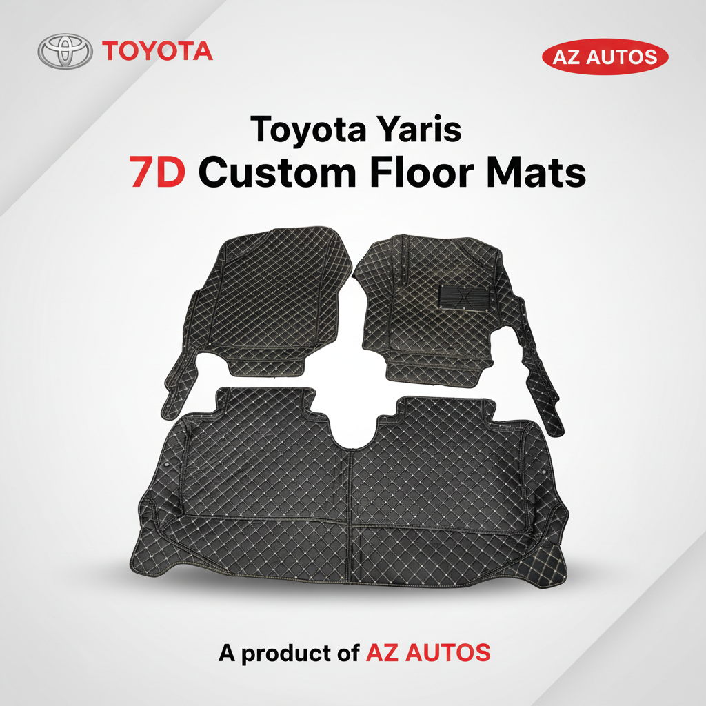 Toyota Yaris 7D Custom Floor Mats - Black - 3 Pcs 2020-2024