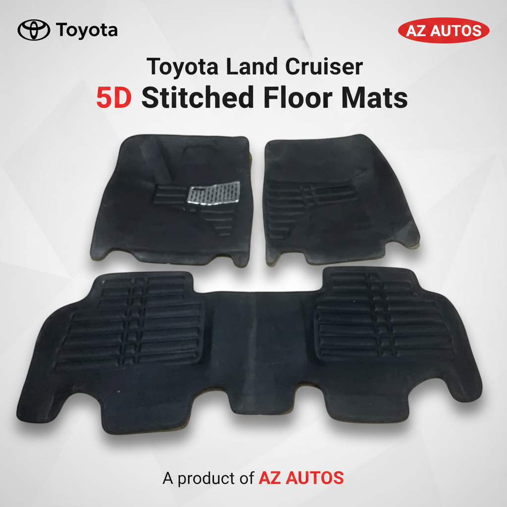 Toyota Land Cruiser 5D Stitched Floor Mat Black 3 Pcs 2015-2021
