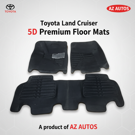 Toyota Land Cruiser 5D Stitched Floor Mat Black 3 Pcs 2015-2021