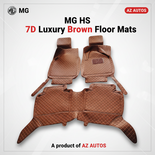 MG HS 7D Floor Mats -Brown - 3 Pcs Set - Model 2020-2025