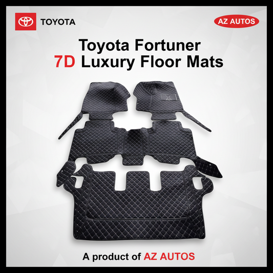 Toyota Fortuner 7D Floor Mats - Black - 4 Pcs Set - Model 2016-2022